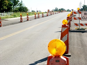 Work Zone Barricades on Street