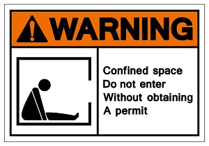 Warning, Confined Space Sign, Do Not Enter Without Obtaining a Permit