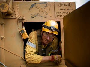 Worker Climbing Out of Permit-Required Confined Space