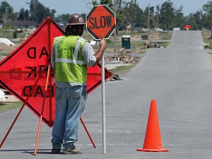 Flagger Working at Work Zone