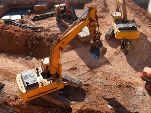 Excavator at Construction Site