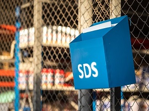 SDS container in a workplace.
