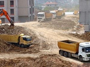 Dump Trucks on Construction Site