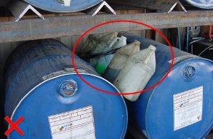 Bottles of Chemicals with No Label