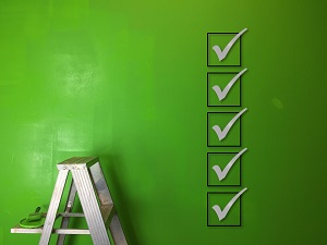 Step Ladder, Green Painted Wall
