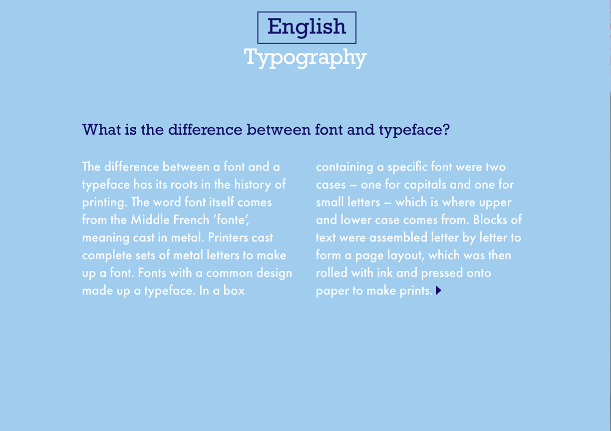 the difference between font and typeface is important