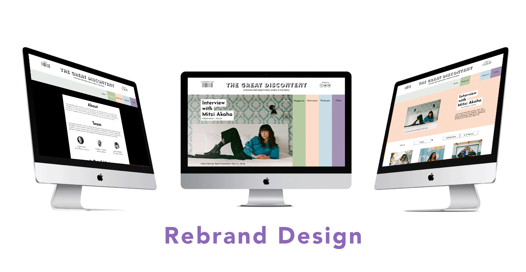 my rebranded design of The Great Discontent's website