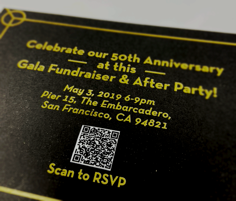 close up of the card with the mobile website code