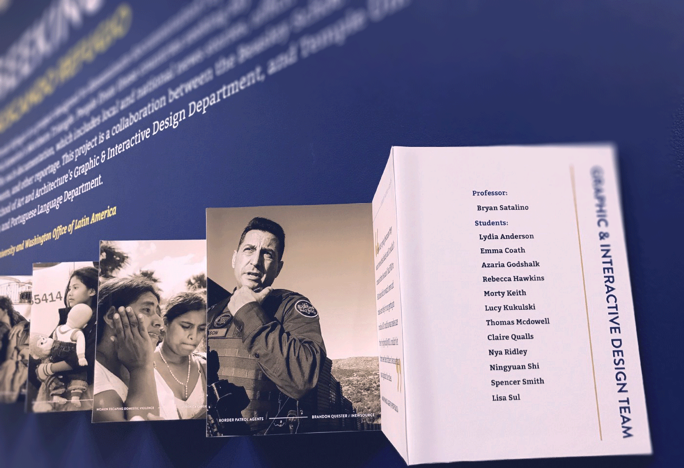 close up of the zig zag with the photos and text