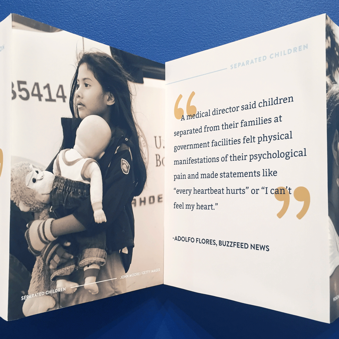 close up of girl with her toys and a quote