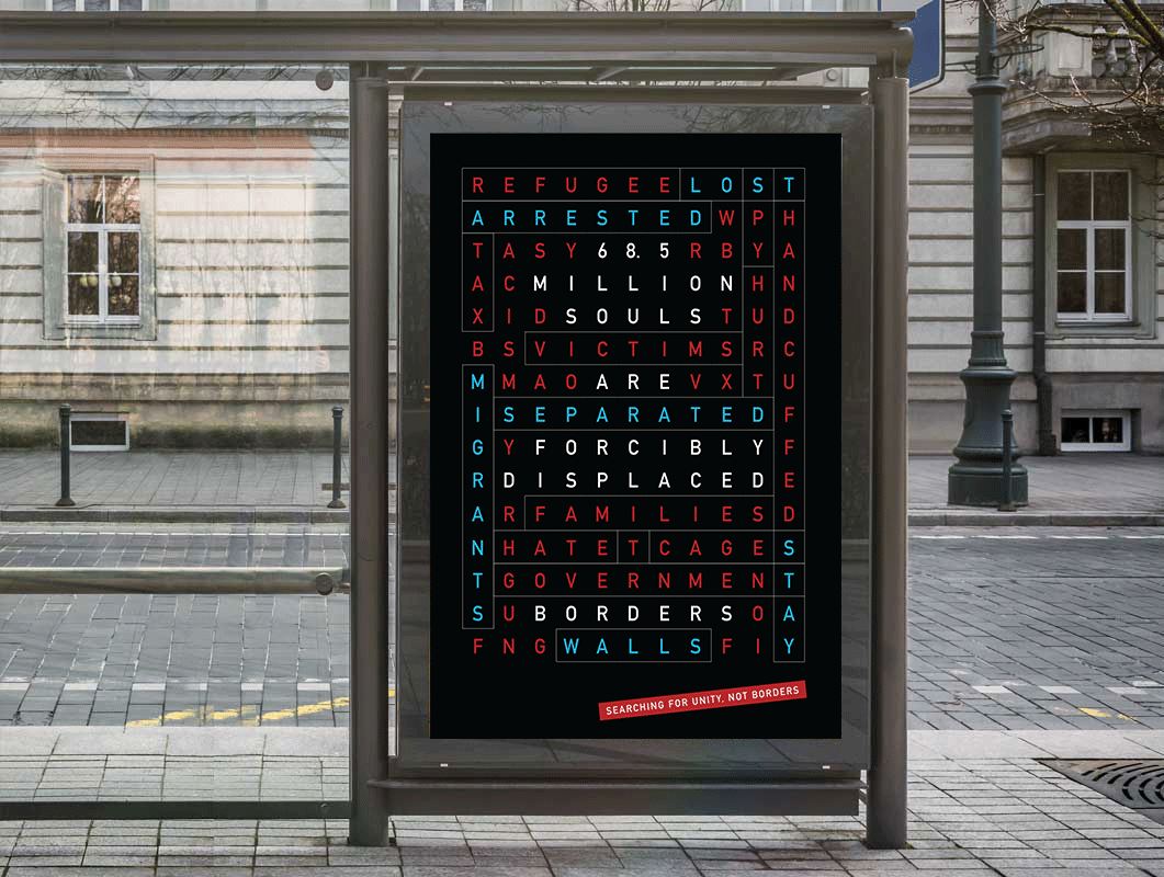 poster on a bus stop sign