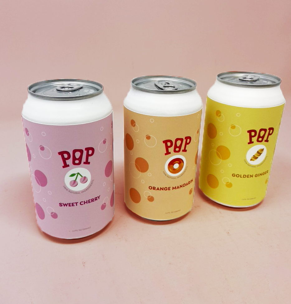 Sweet Cherry Soda, Orange Mandarin Soda, and Golden Ginger Soda