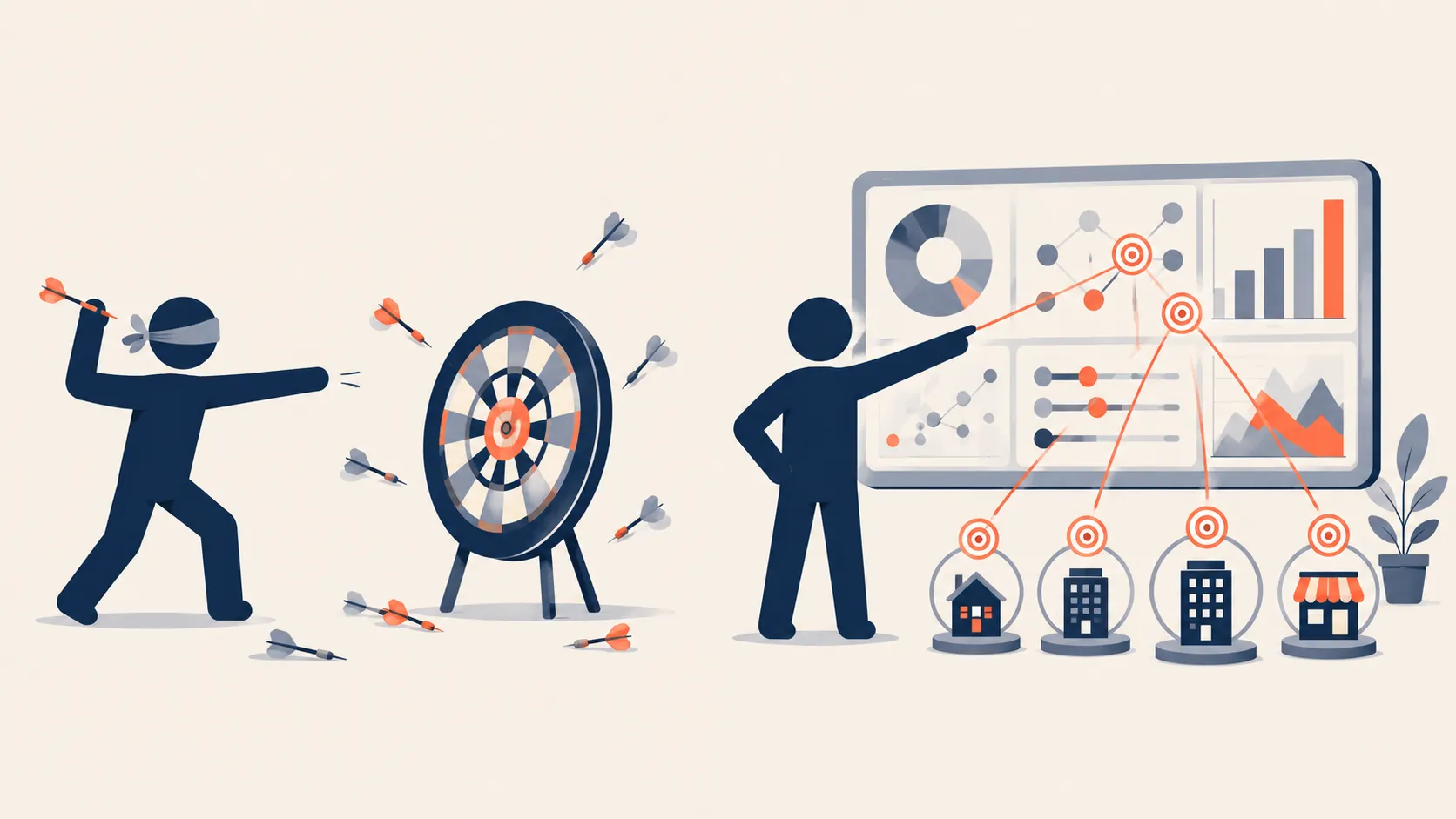 Blindfolded darts vs. data-driven target selection on a dashboard