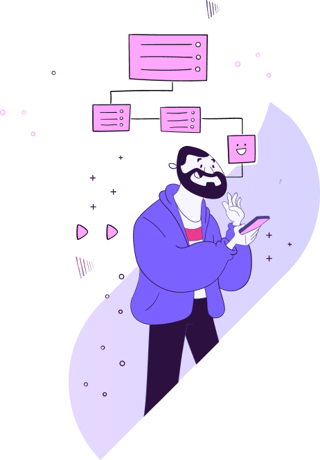 Ilustração de um homem mexendo no celular