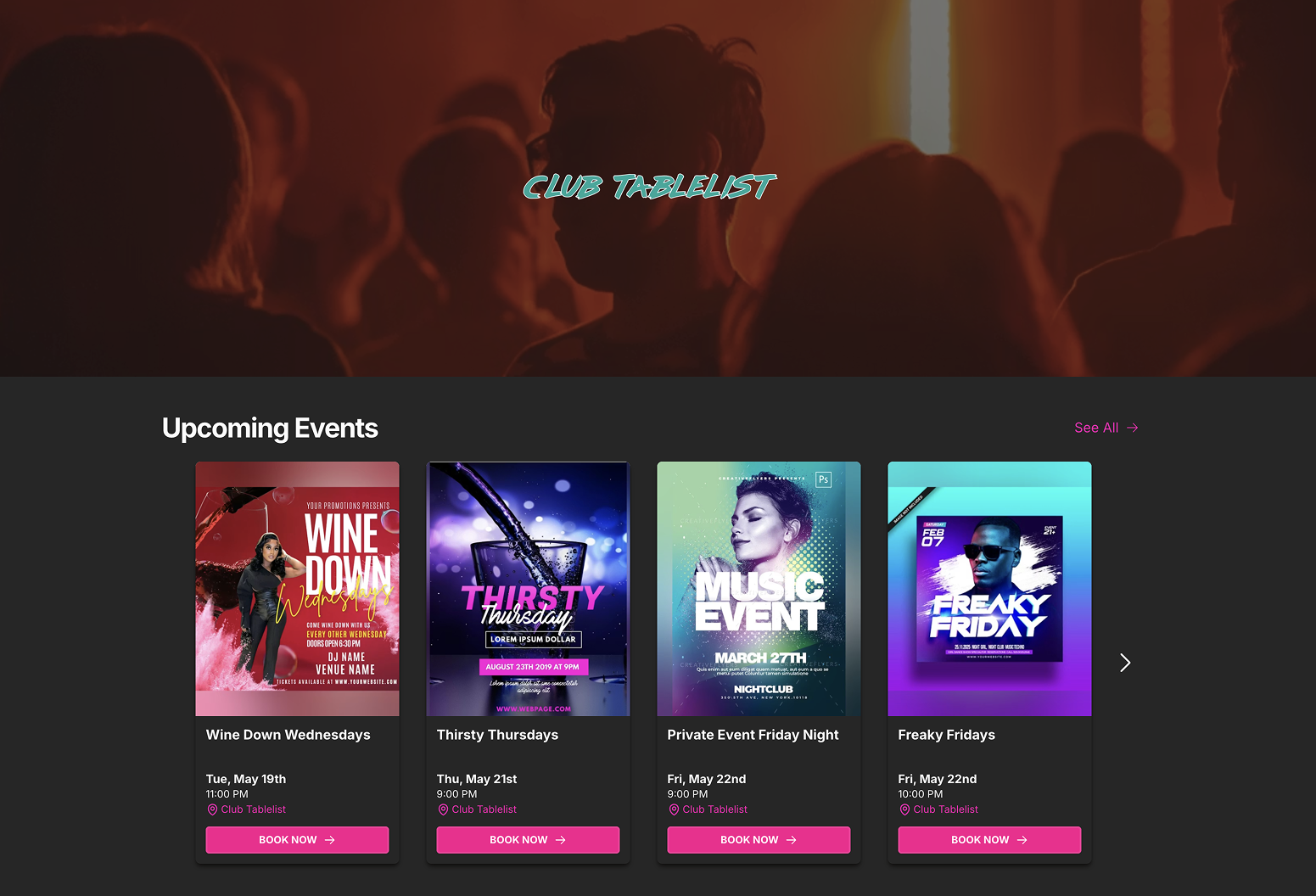 Nightclub event creation and ticketing tool in TablelistPro