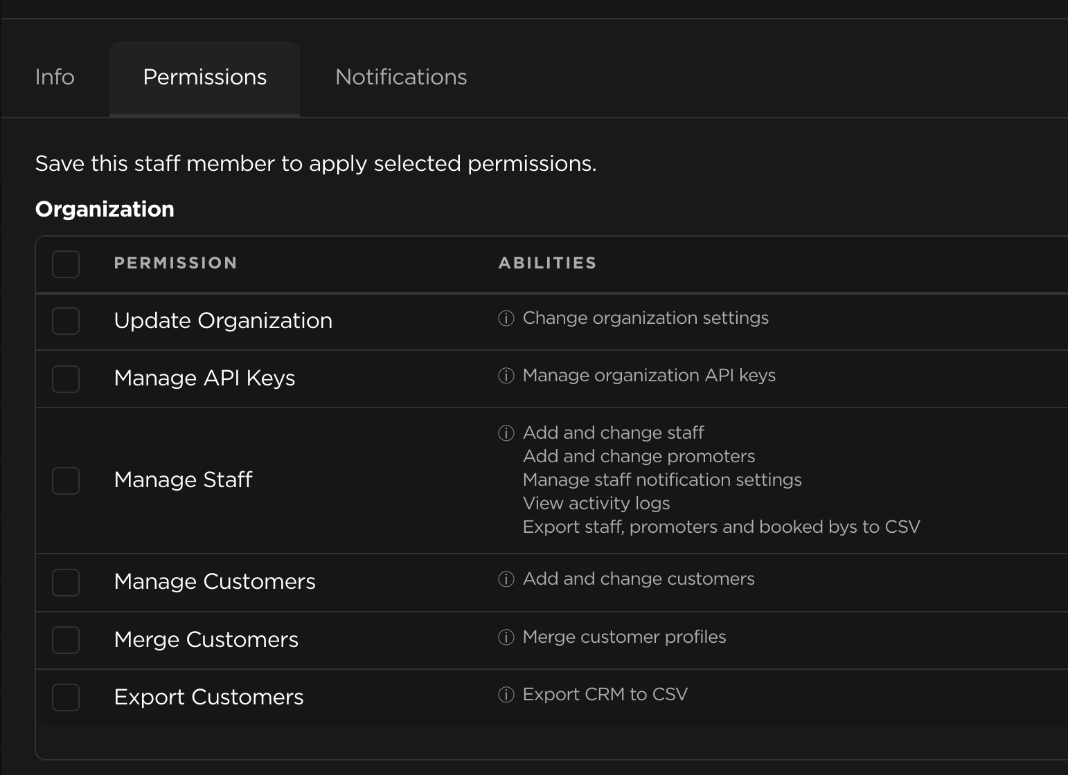 Mobile check-in and Fast Pass payment screen in TablelistPro