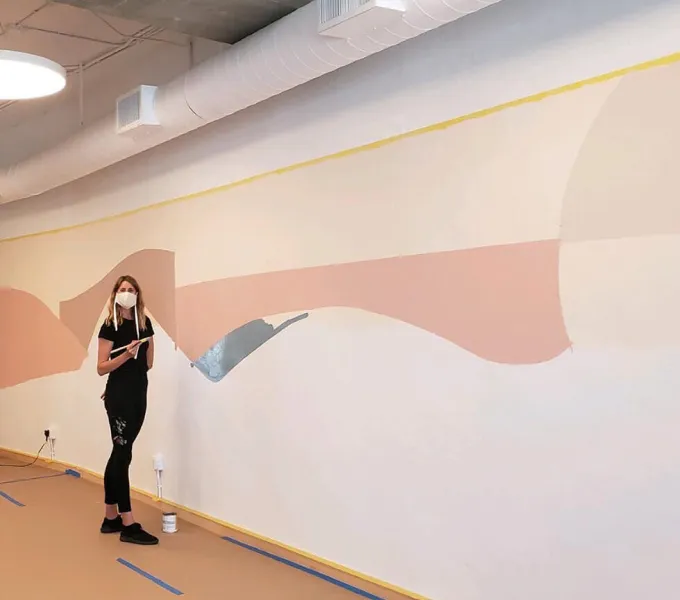 A site-specific mural called “Crescere” in Brentwood.