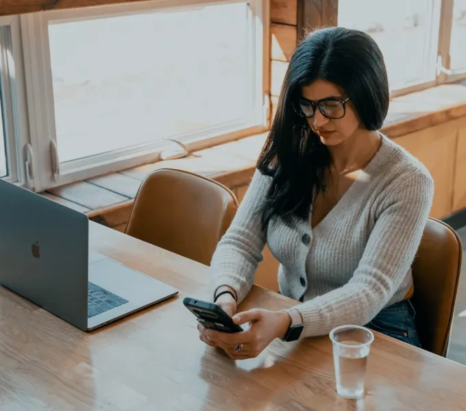 Woman on her phone.