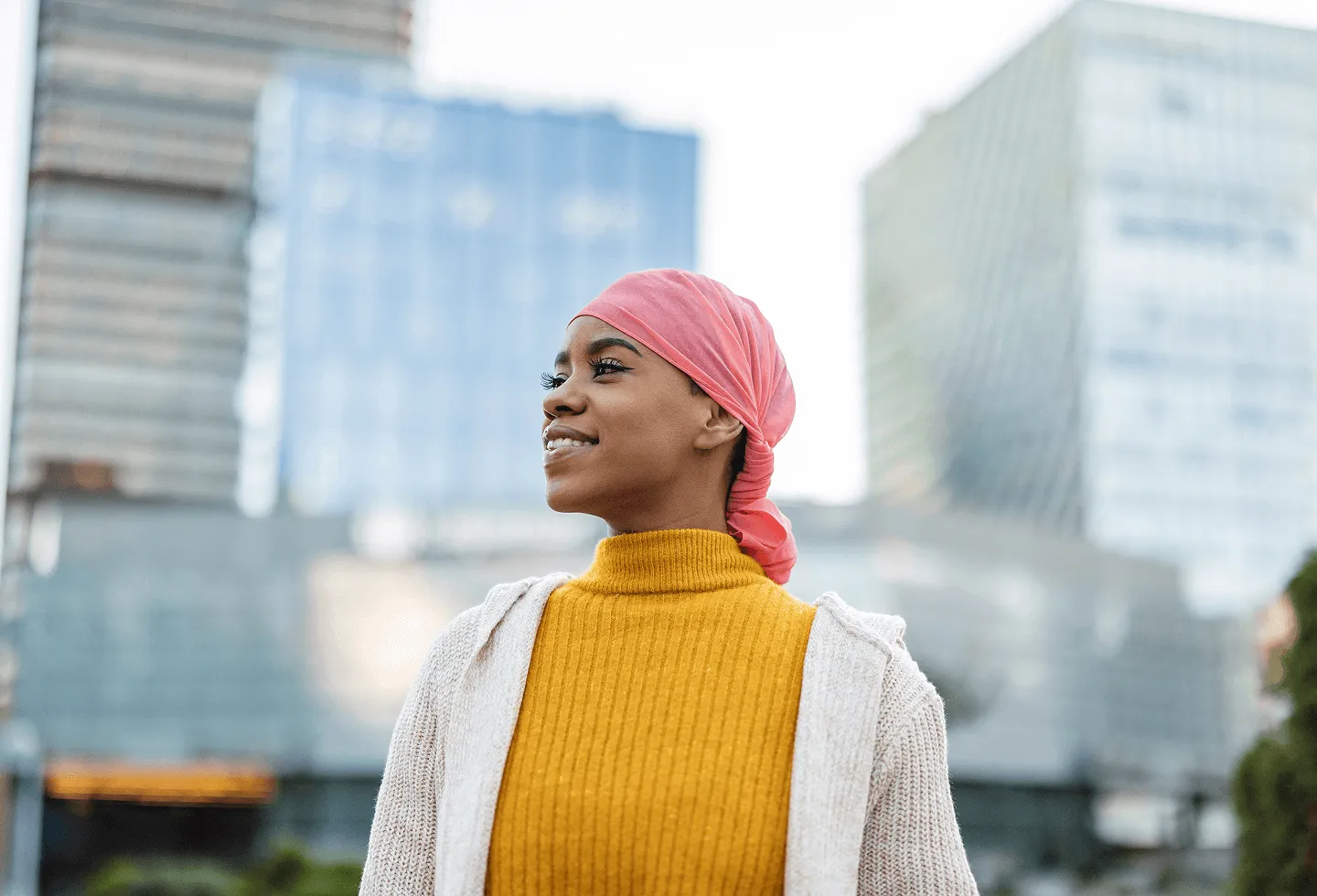 Woman in recovery from breast cancer.