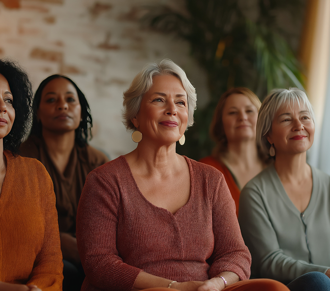 Women of different ages sitting together representing the pelvic floor and hormone connection.