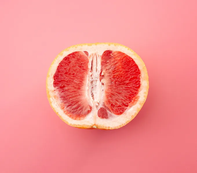 Grapefruit representing vestibulodynia pain with sex.