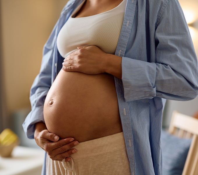 Pregnant woman experiencing tokophobia (fear of childbirth)