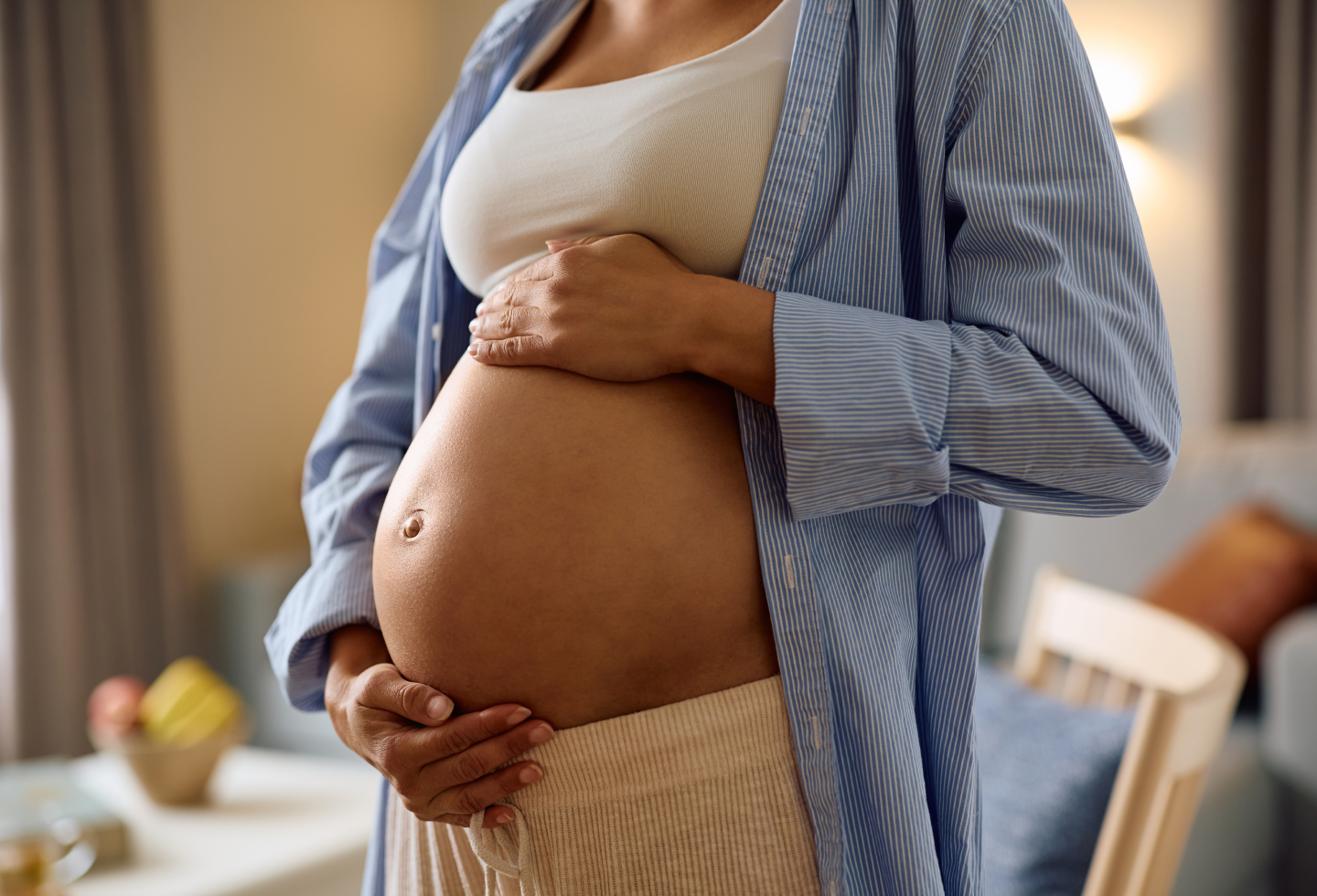 Pregnant woman experiencing tokophobia (fear of childbirth)