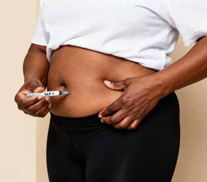 Person taking GLP1s for postpartum weight loss.