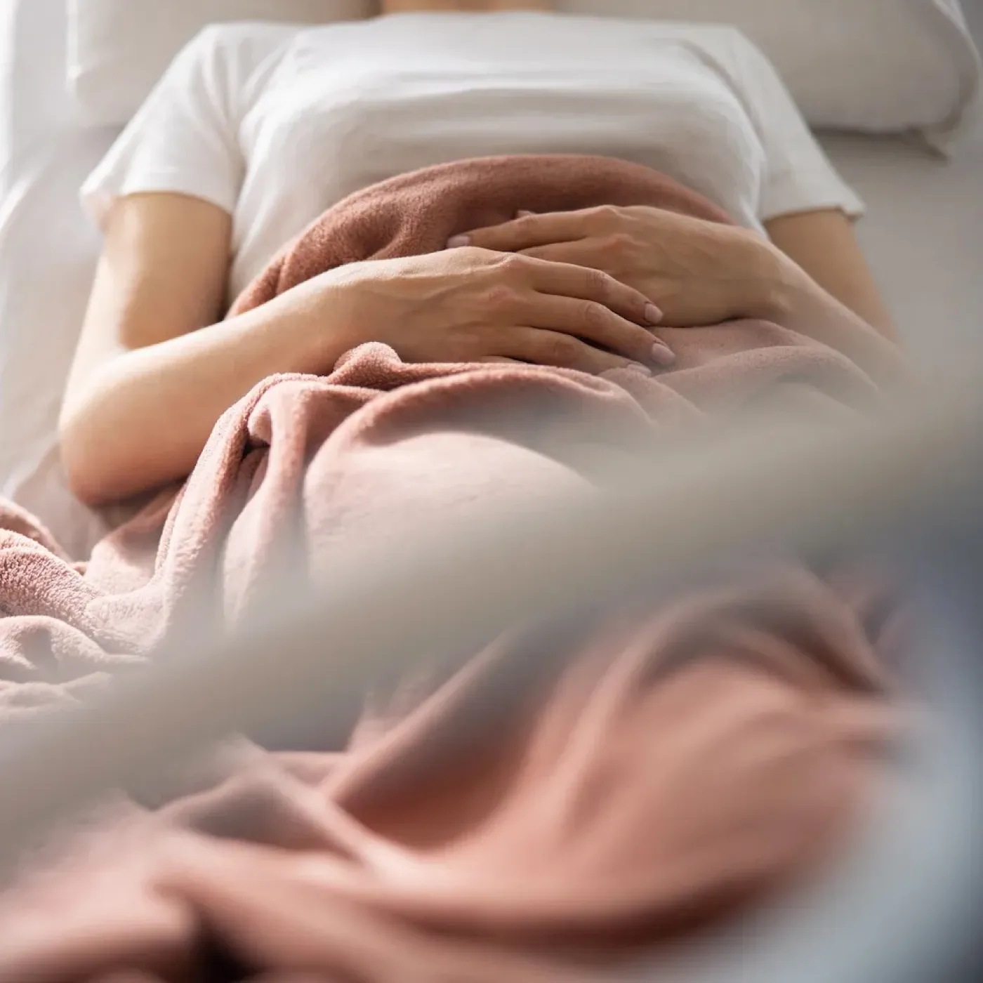A woman recovery from a c-section with hysterectomy.