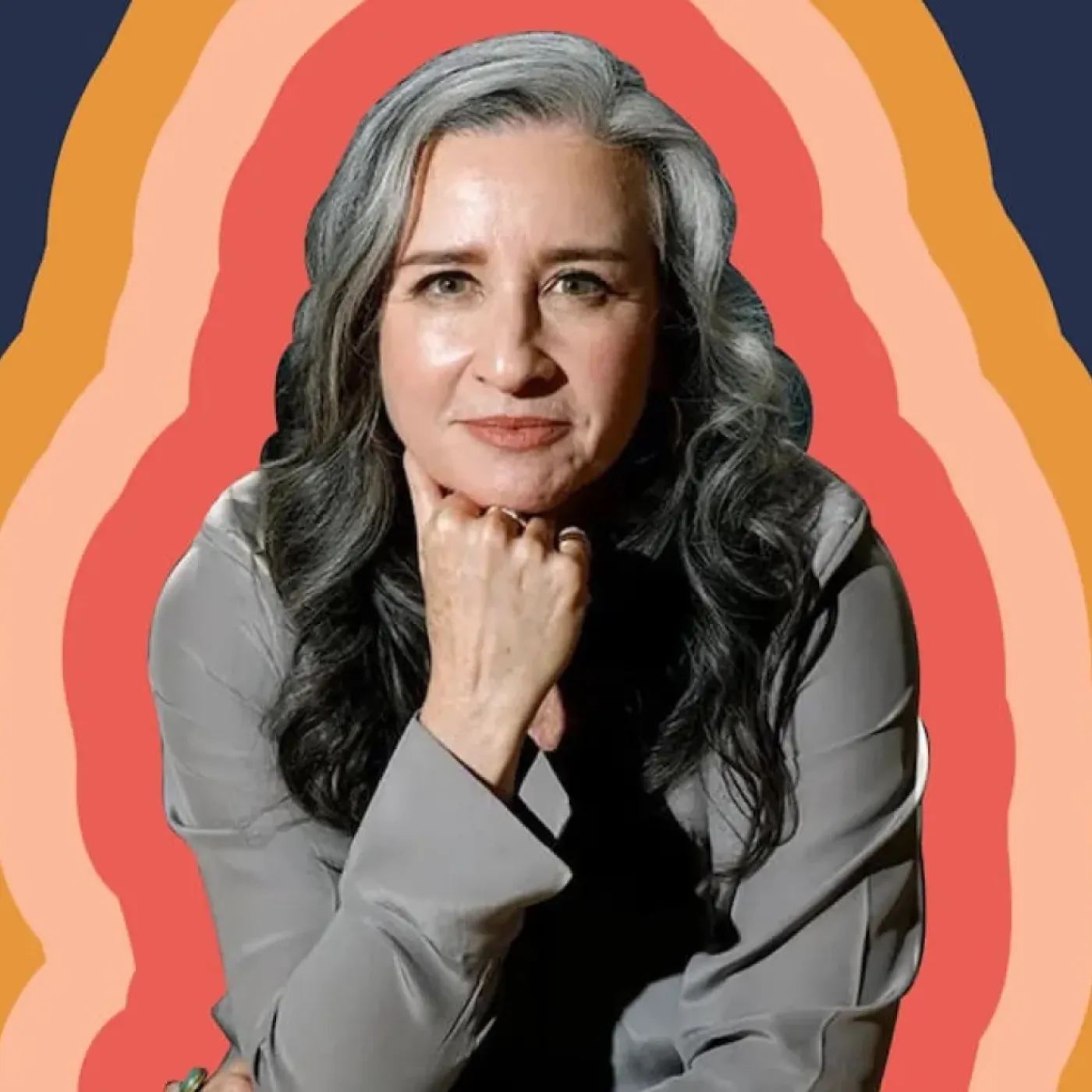A photo of Dr. Suzanne Gilberg-Lenz, MD, author of Menopause Bootcamp, surrounded by bright colors.