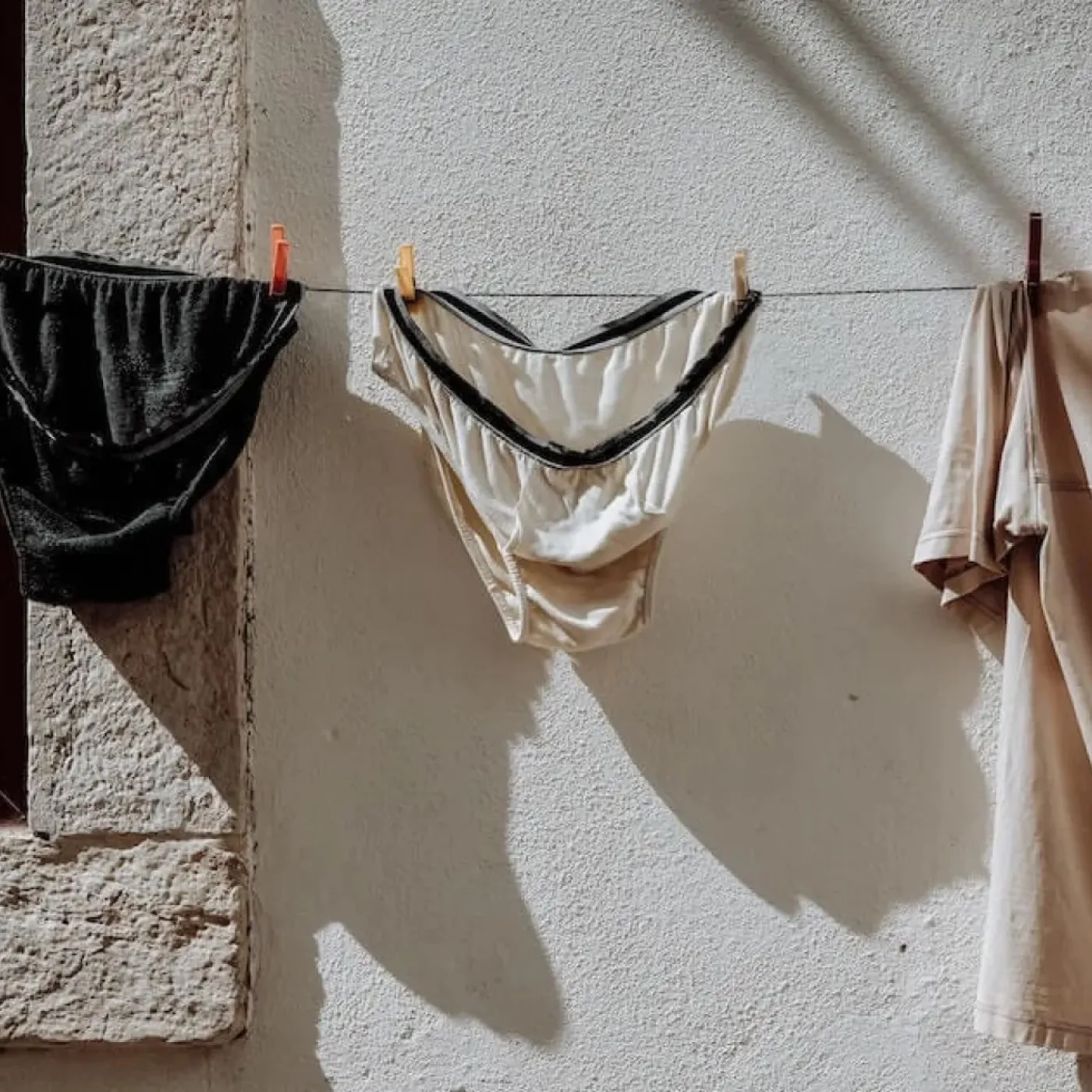 Underwear on a clothesline.