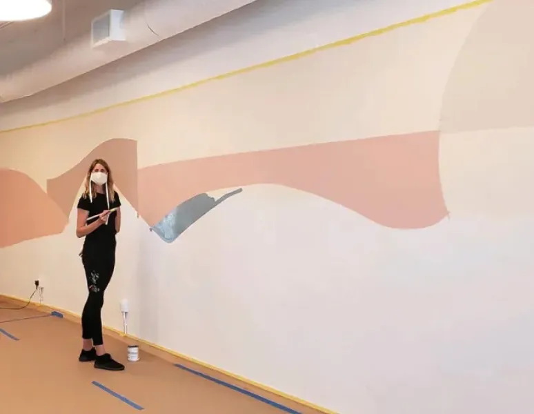 A site-specific mural called “Crescere” in Brentwood.