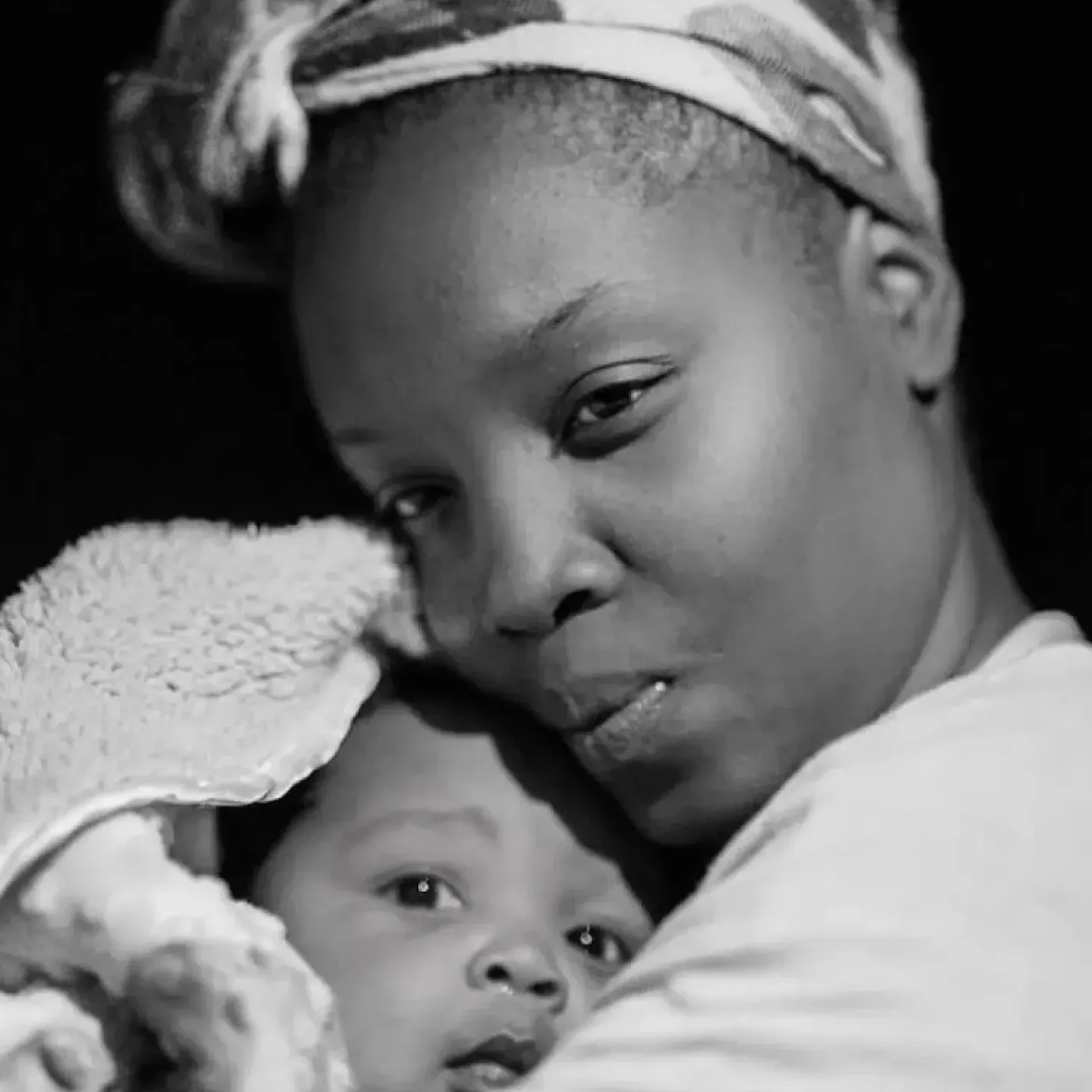 Black mother with baby.
