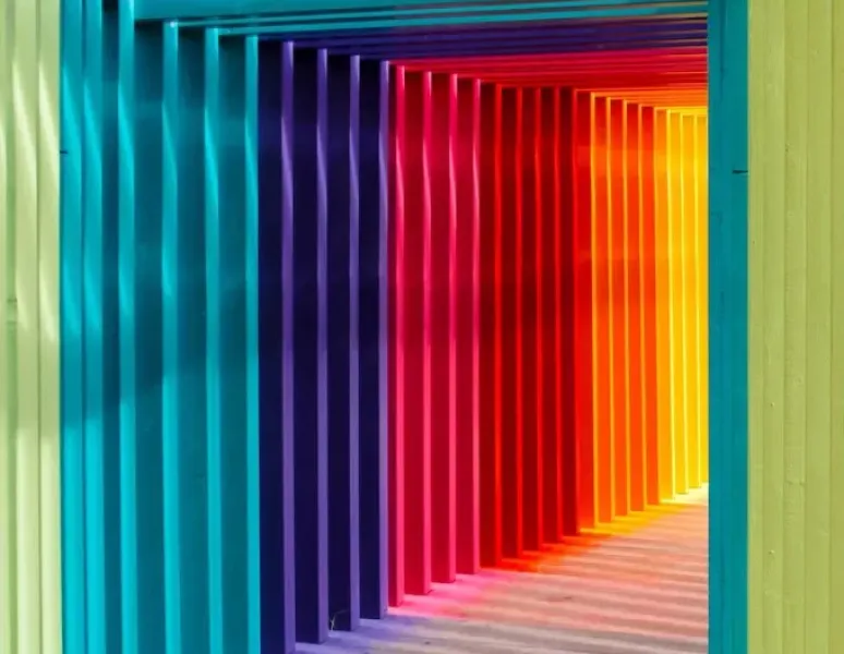 LGBTQ rainbow tunnel.