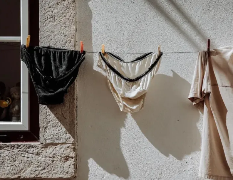 Underwear on a clothesline.