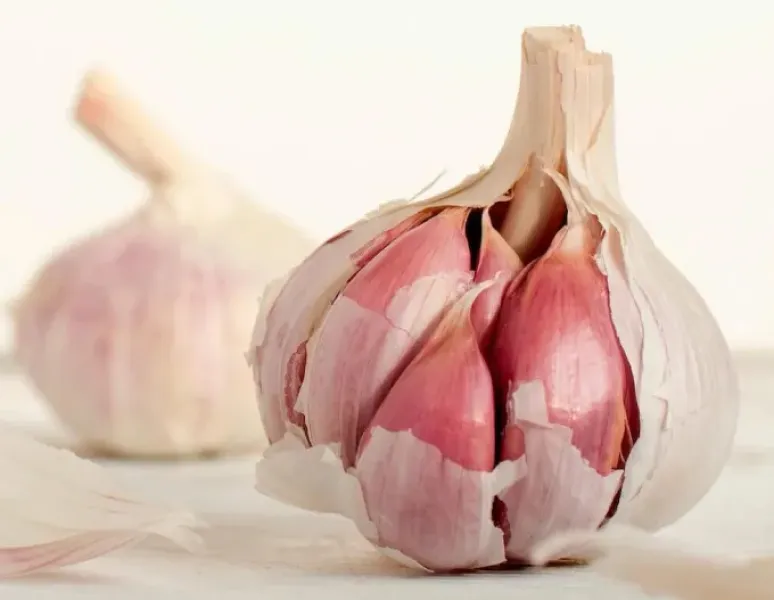 A close up photo of garlic, one of the foods that can make bowel incontinence worse.
