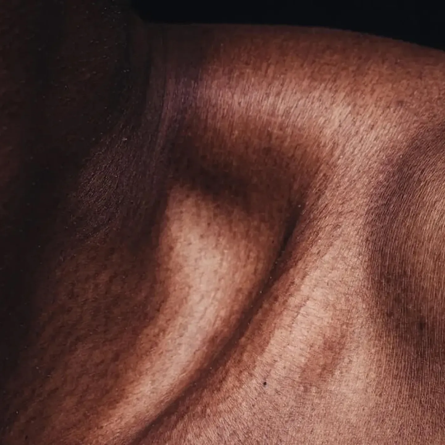 A close up photo of a woman's collarbone showing the texture of her skin.
