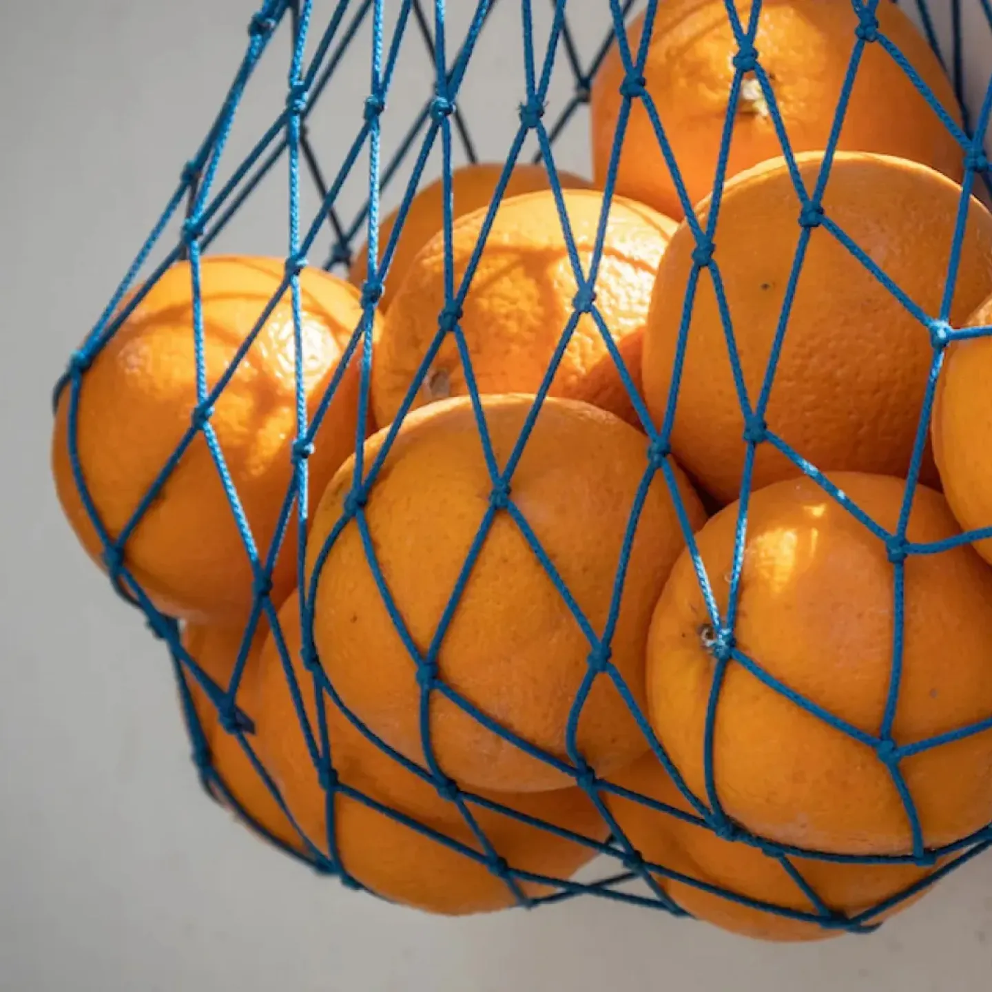 Oranges in a net back to represent constipation and the pelvic floor.