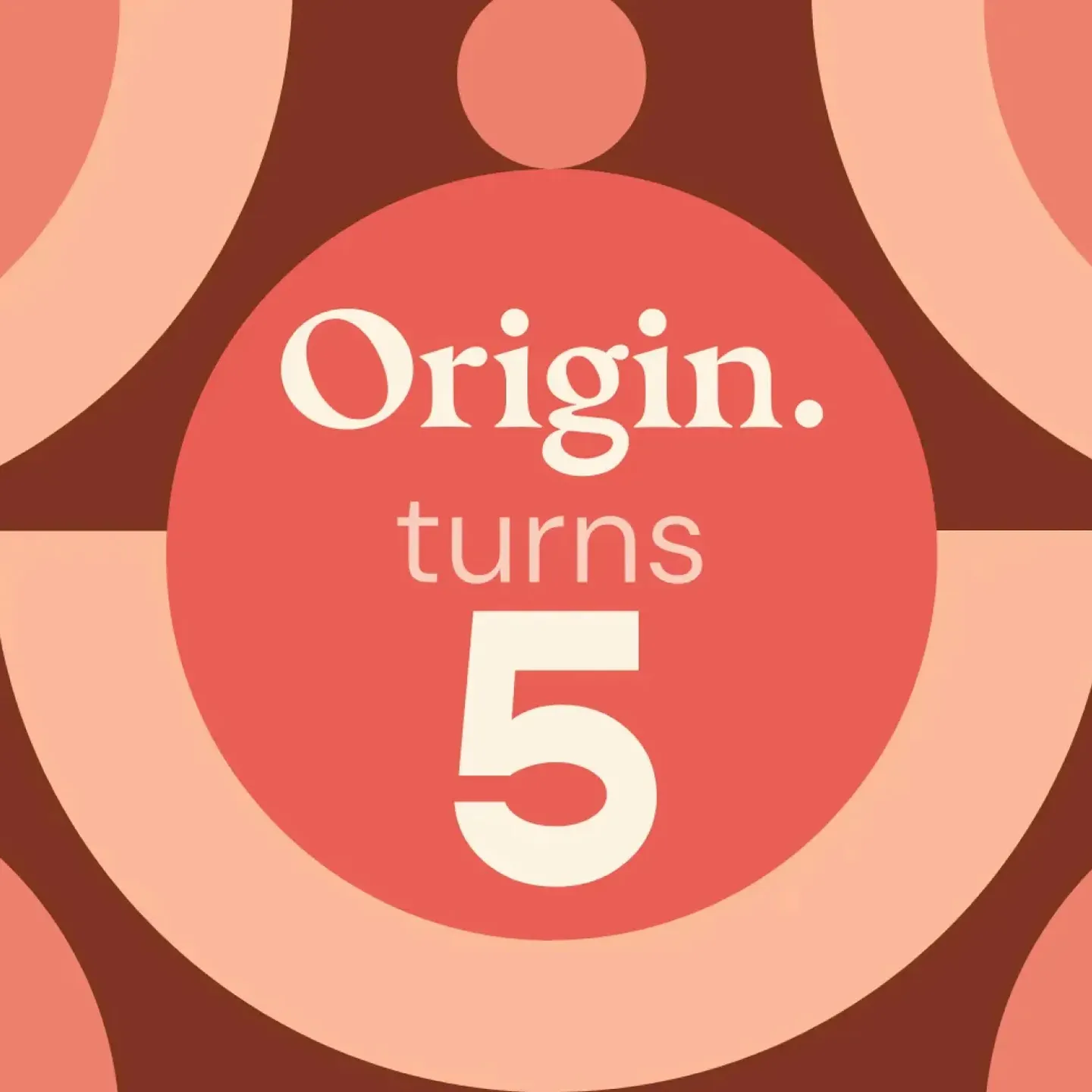 "Origin turns 5" graphic for Origin's 5 year Anniversary.