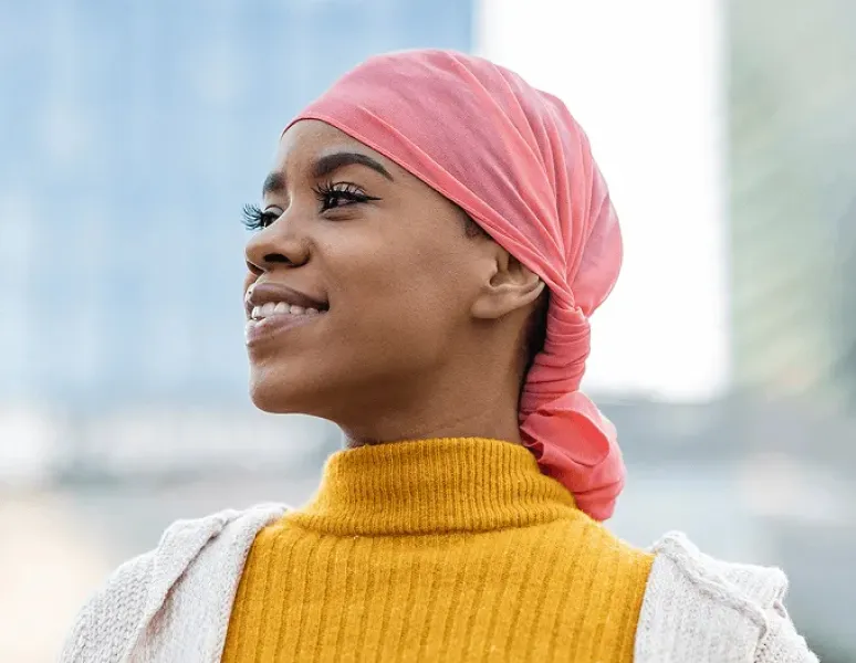 Woman in recovery from breast cancer.