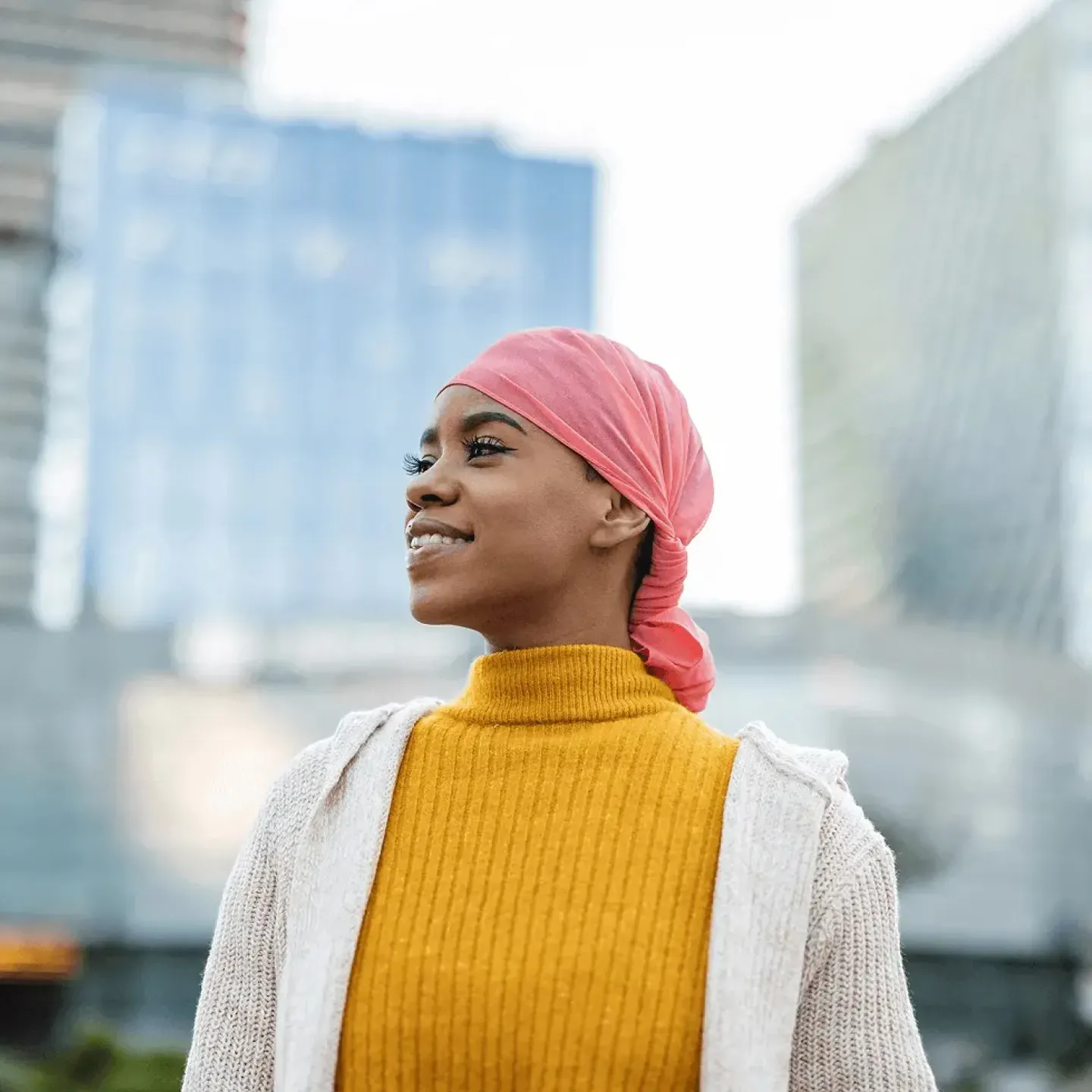 Woman in recovery from breast cancer.