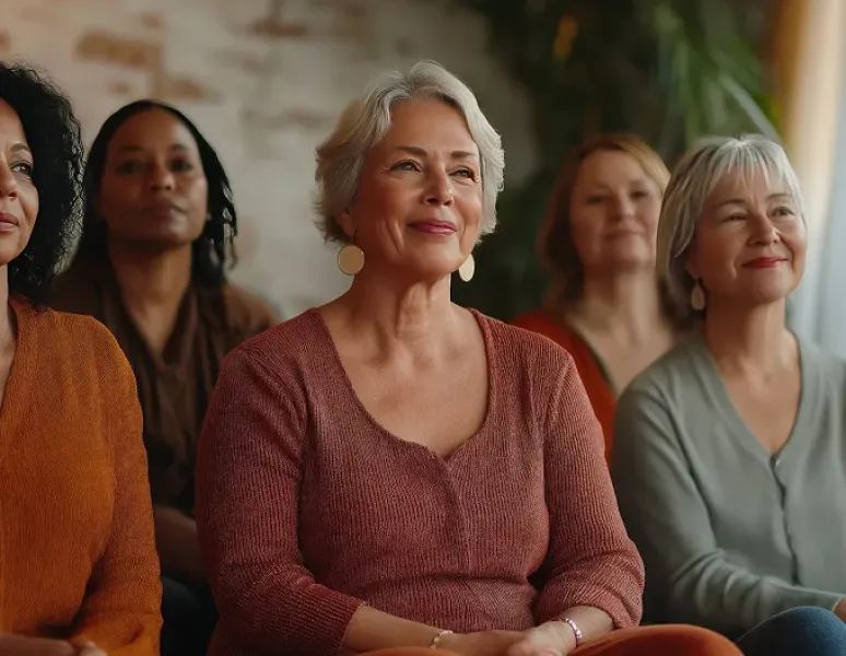 Women of different ages sitting together representing the pelvic floor and hormone connection.