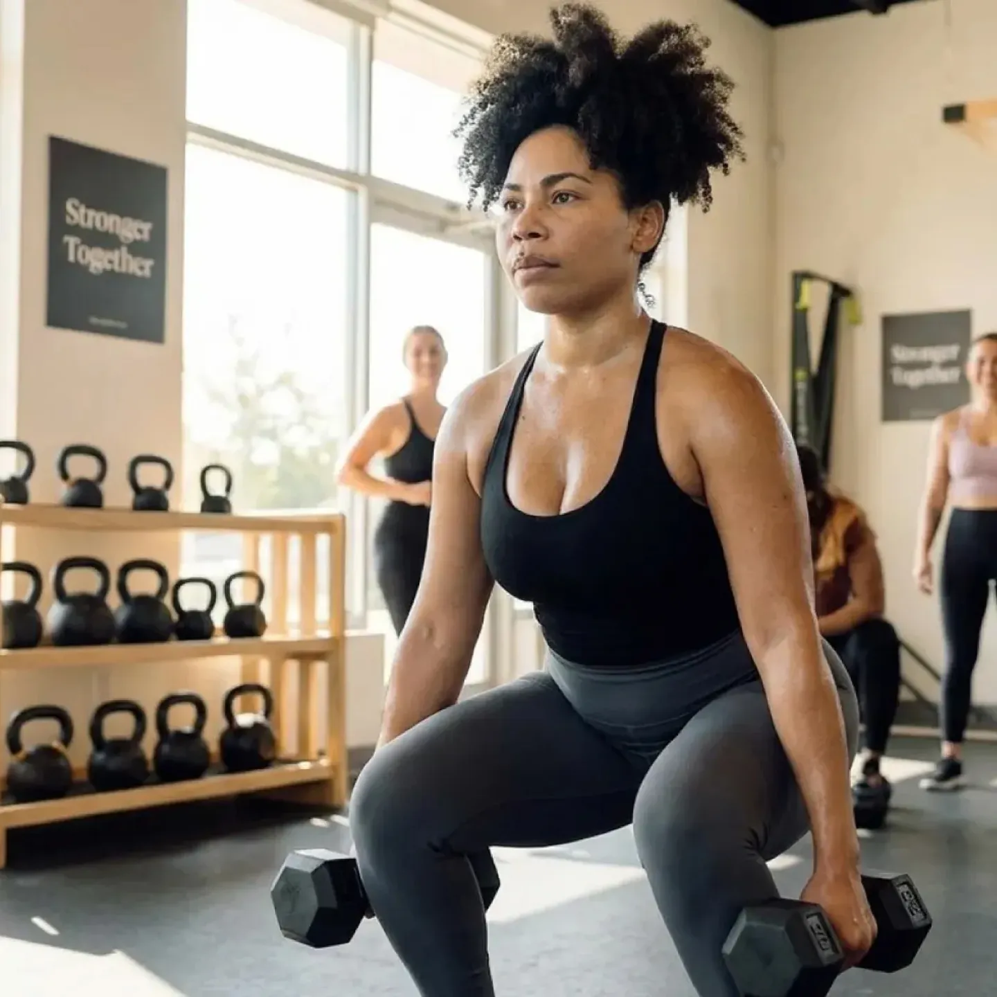 Woman on glp1s who is strength training, protecting her pelvic floor and whole body muscle mass.