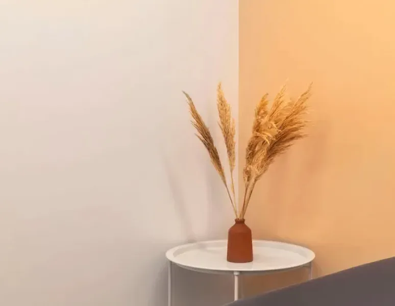 A vase on a table in a relaxing treatment room at Origin Physical Therapy in Northwest Austin, TX.