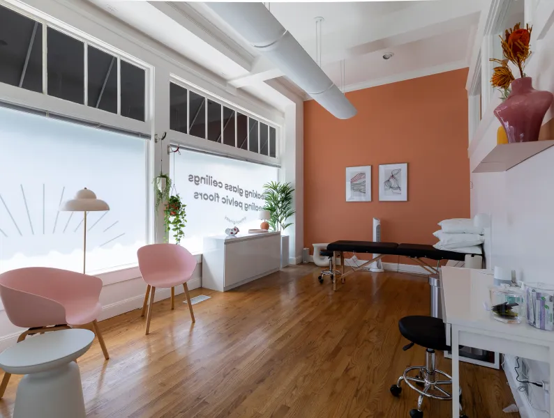 Inside a spacious, spa-like treatment room at Origin’s San Francisco, California clinic.