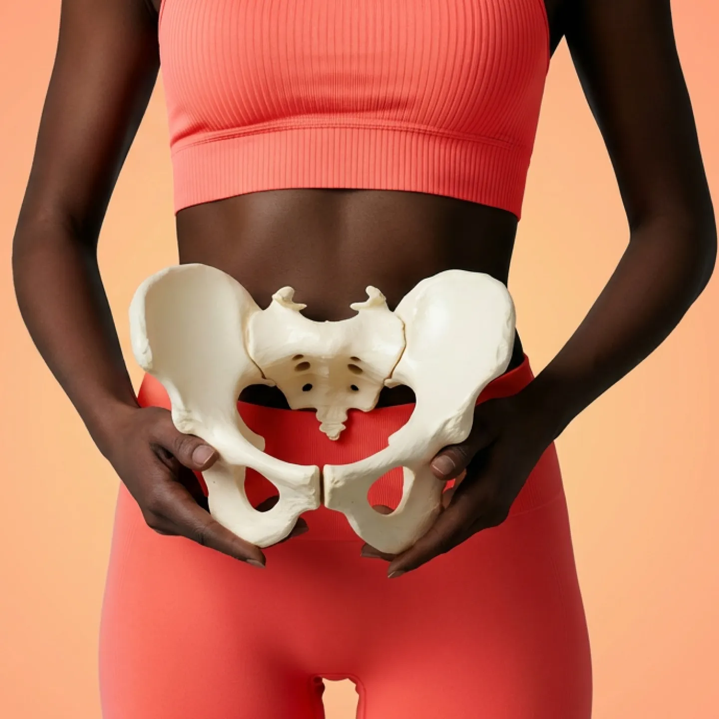 Woman holding pelvic model, representing Origin pelvic health research + reports.