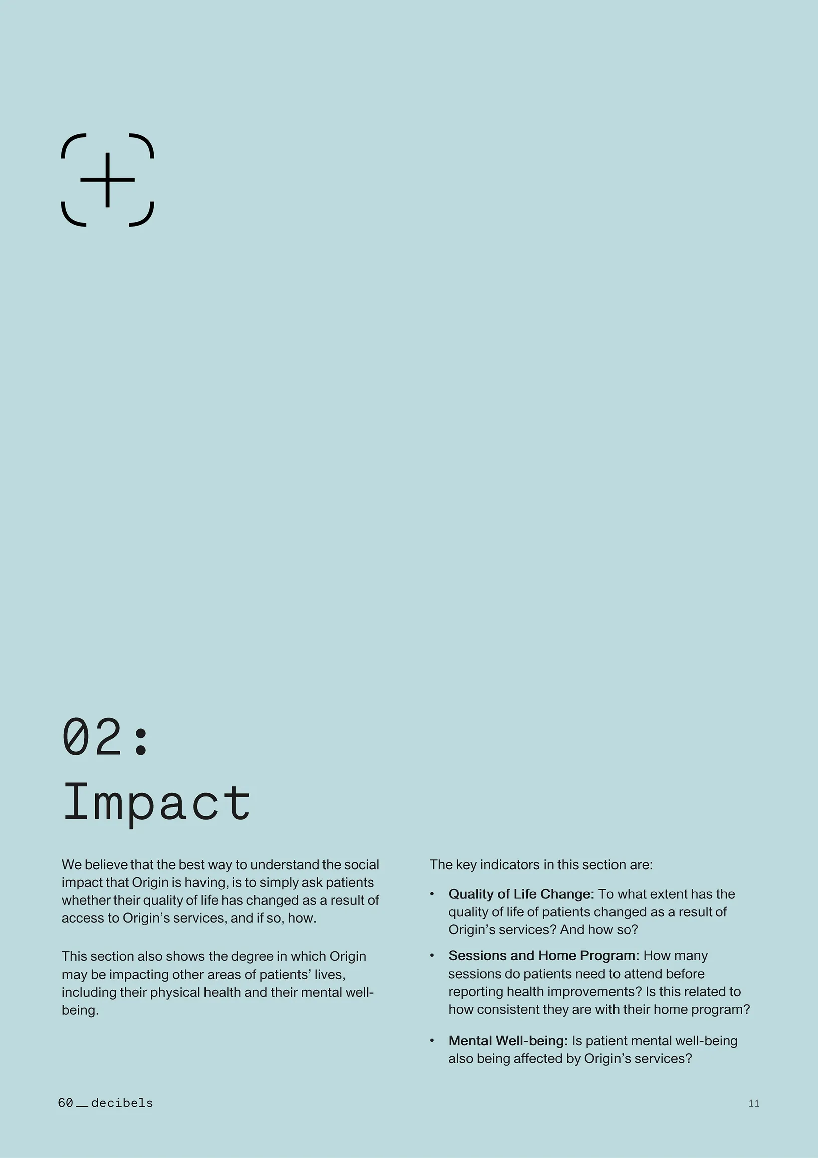 Origin Patient Impact Report Conducted by 60 Decibels.