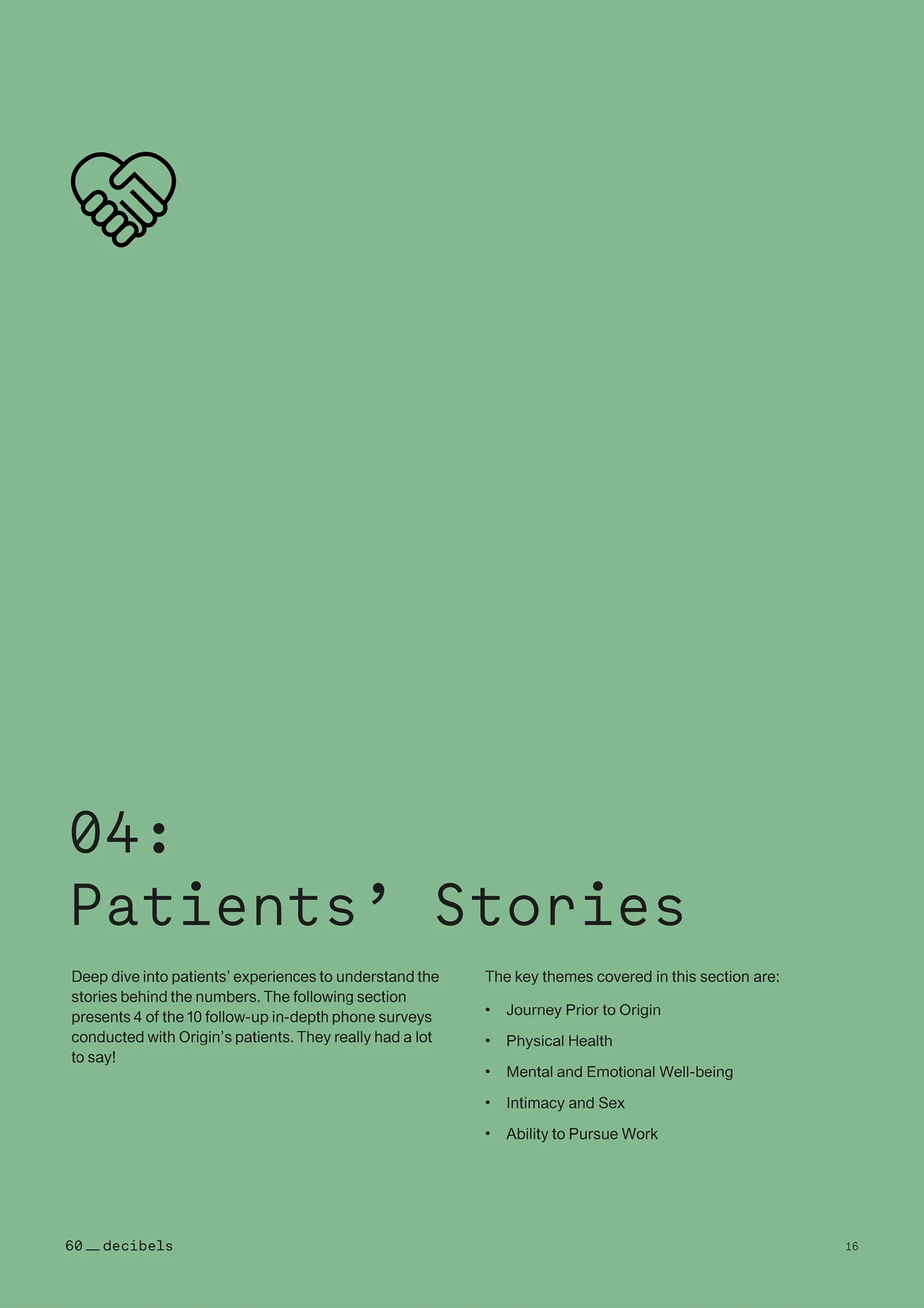 Origin Patient Impact Report Conducted by 60 Decibels.