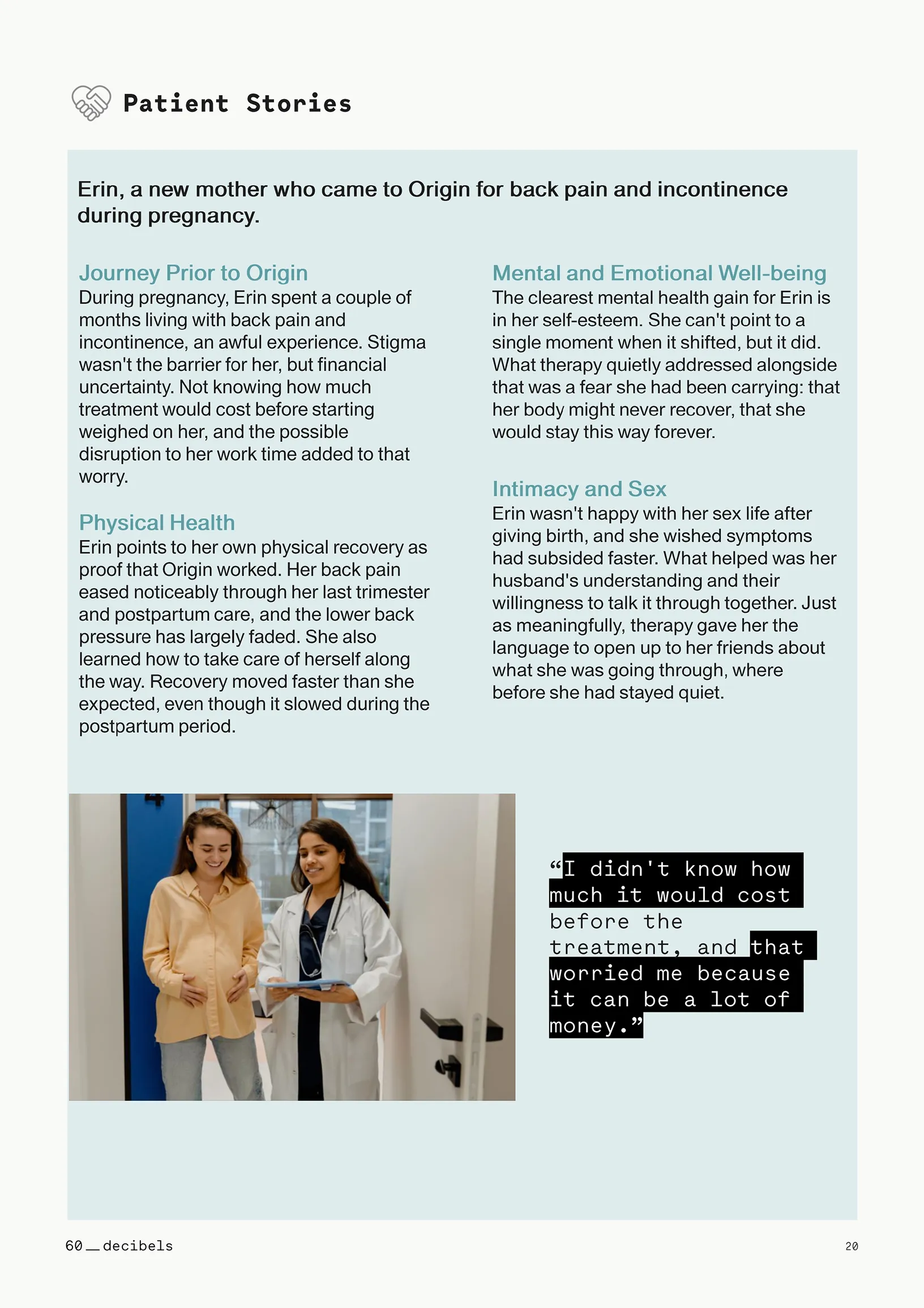 Origin Patient Impact Report Conducted by 60 Decibels.