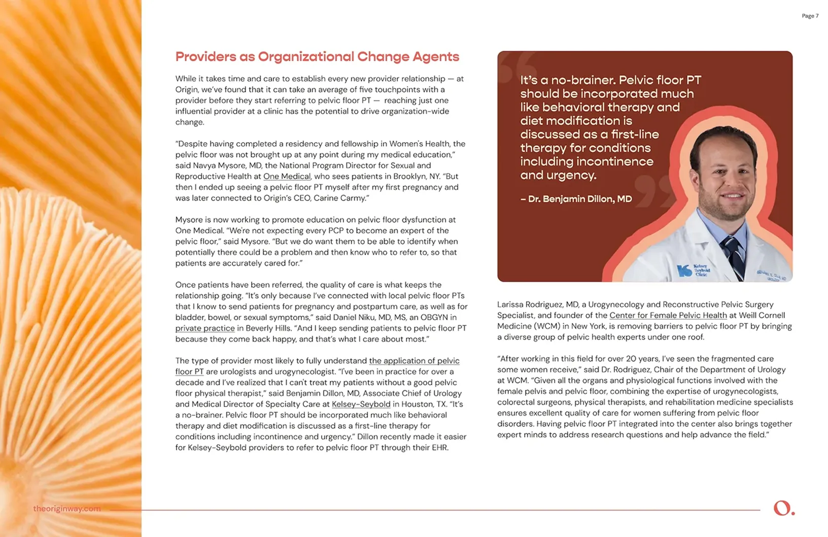 Providers as organizational change agents for PFD.